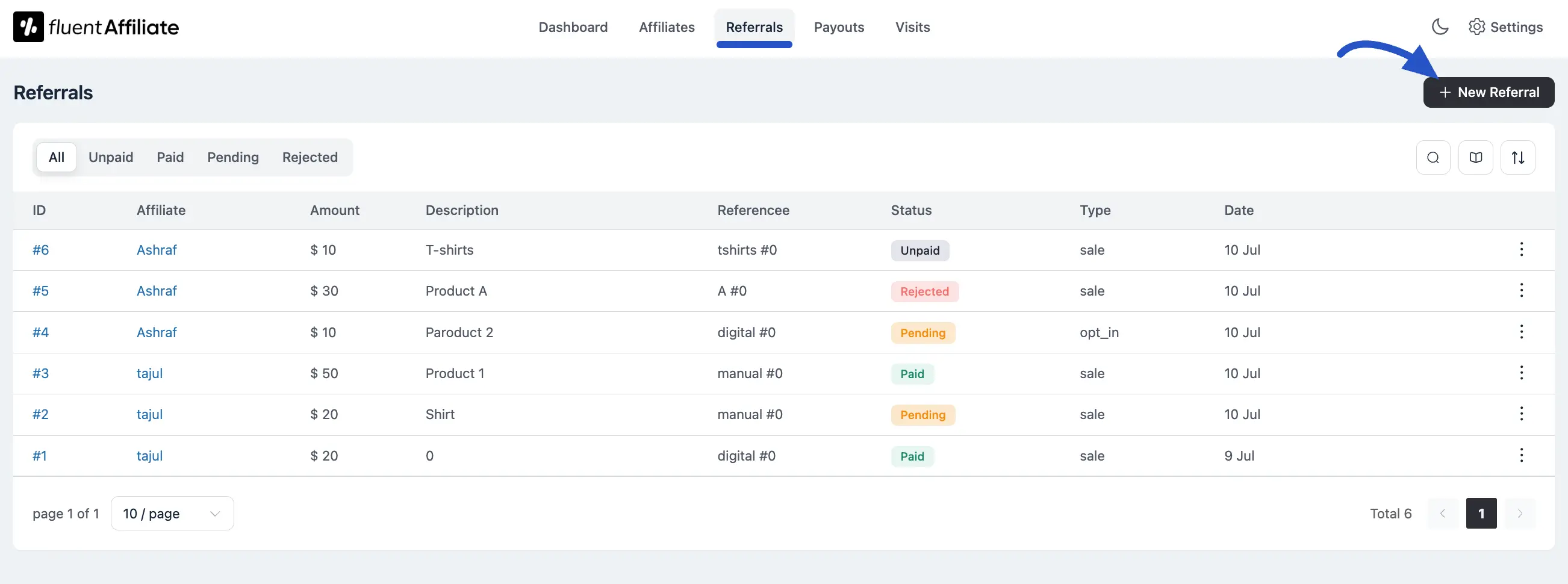 Add New Referral Button