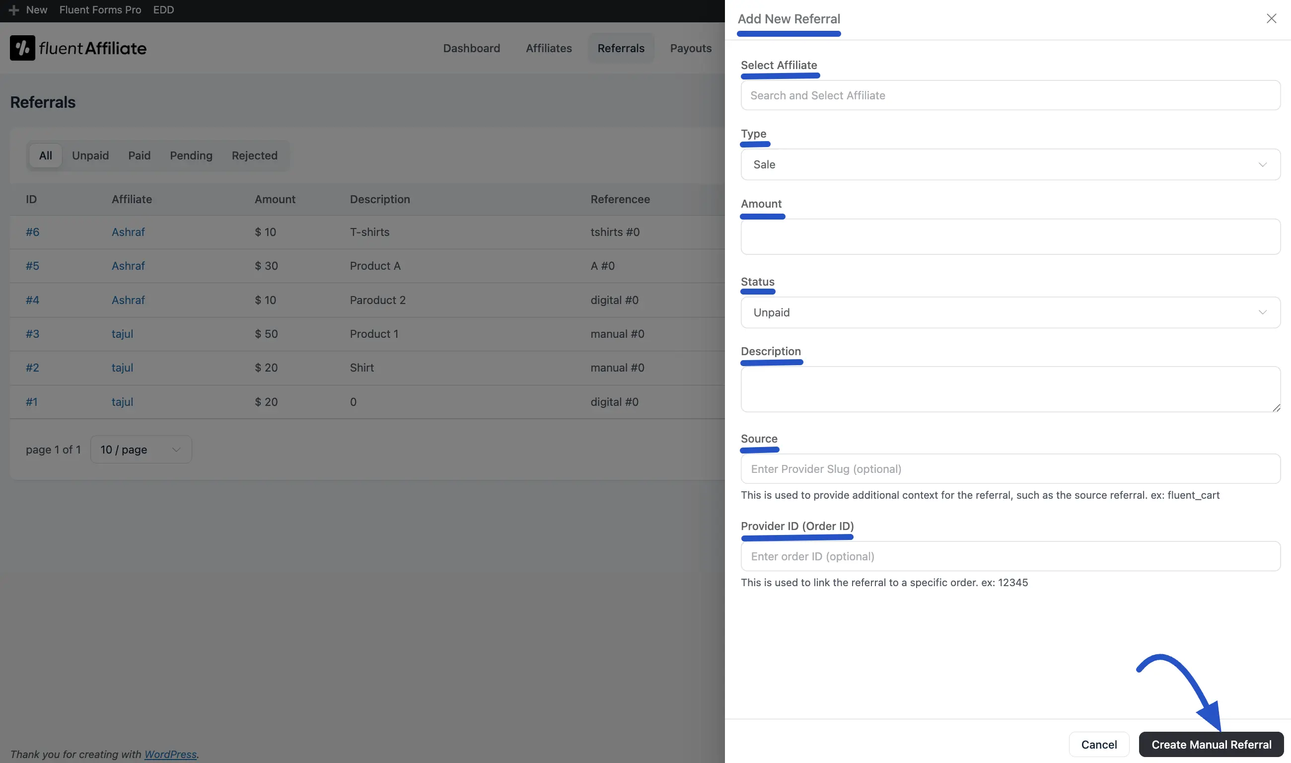 Create Manual Referral