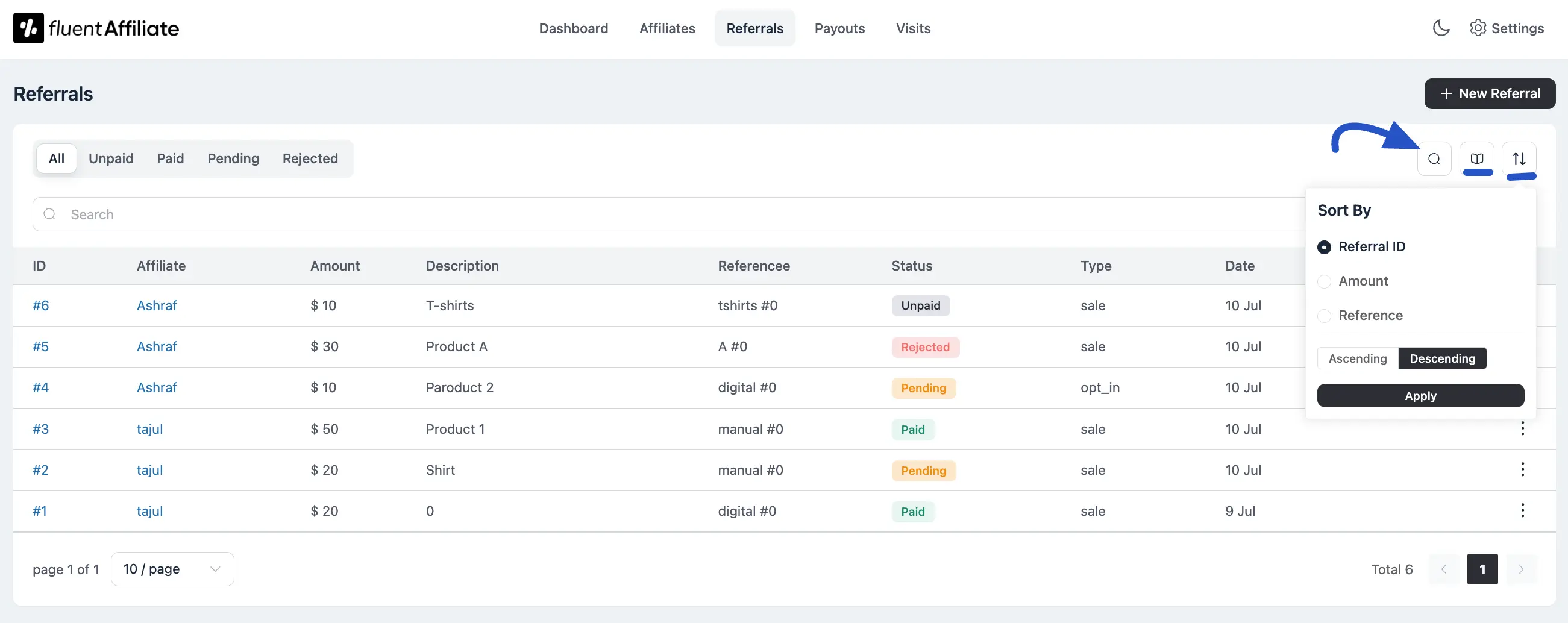 Affiliate Search and Sort Tools