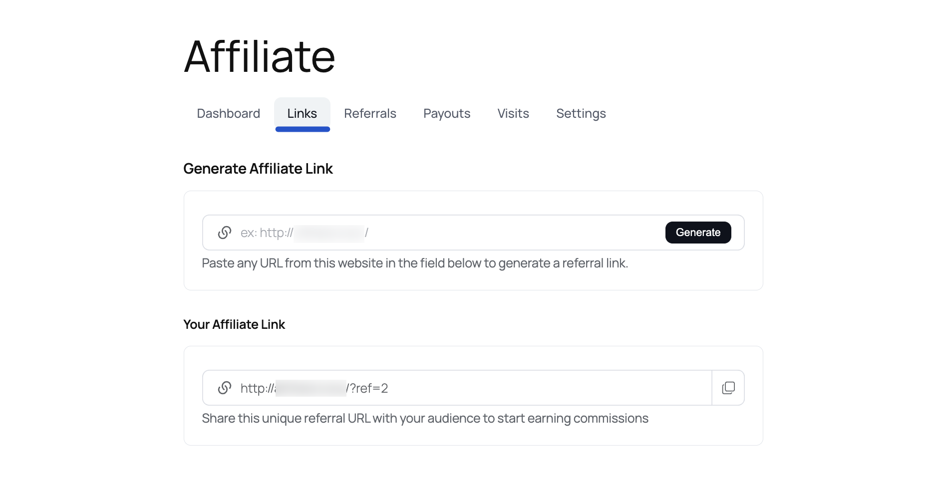 Generated Referral Link