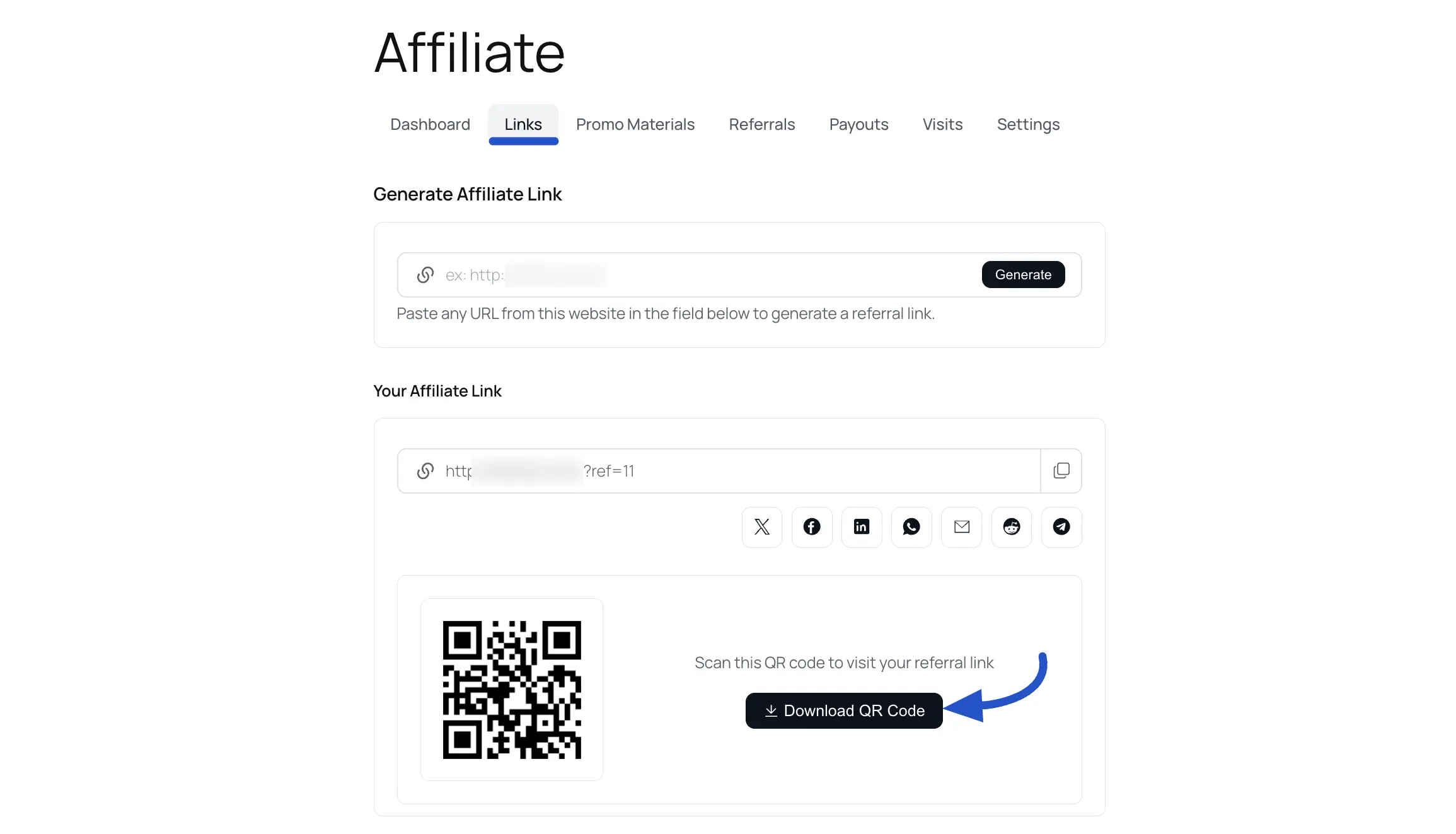 Generated Referral Link