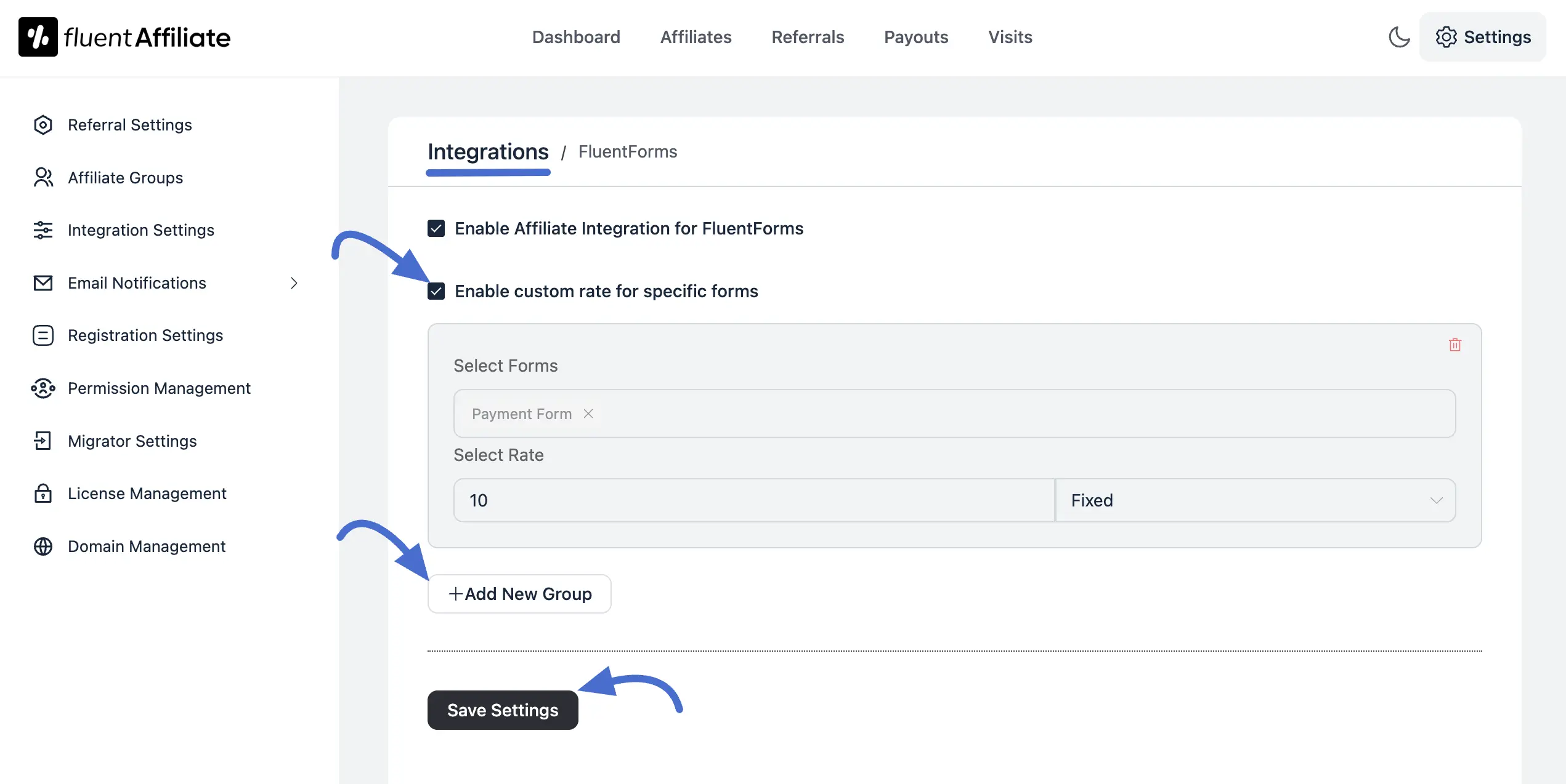 Fluent Forms Settings