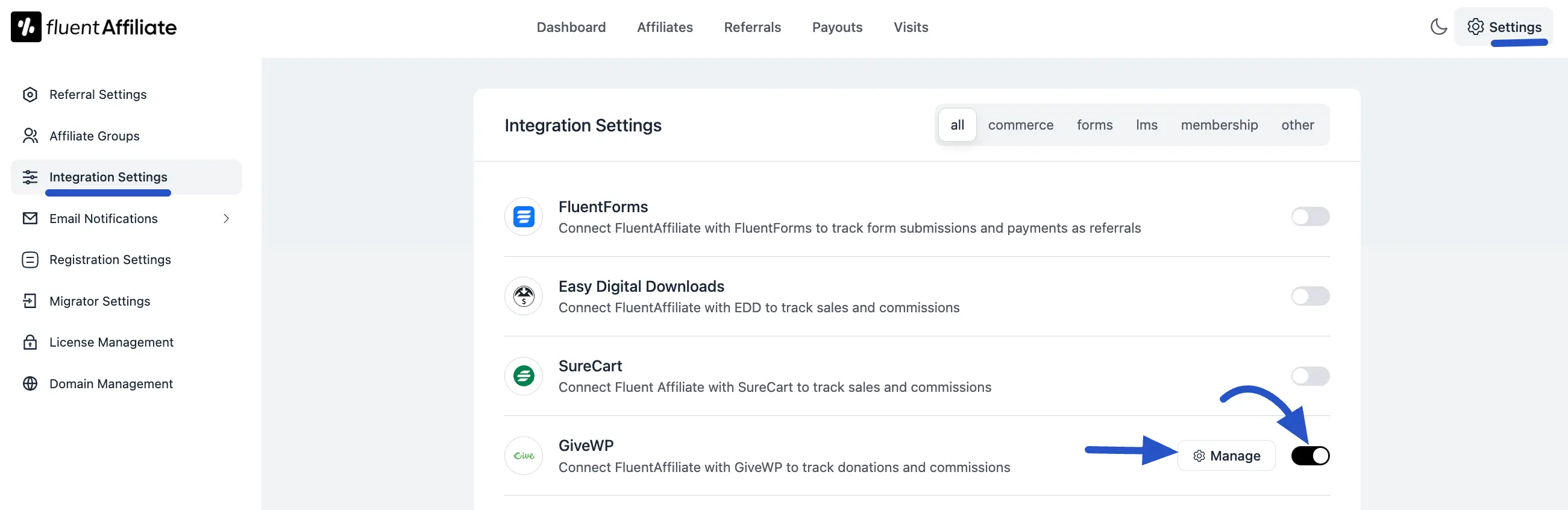 Integration Settings