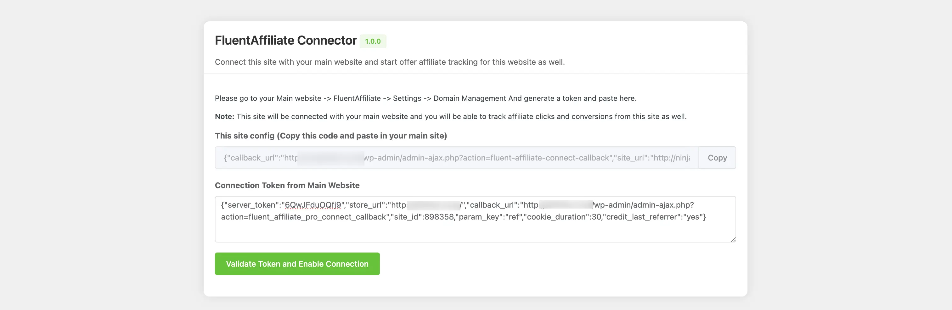 Validate Token and Enable Connection
