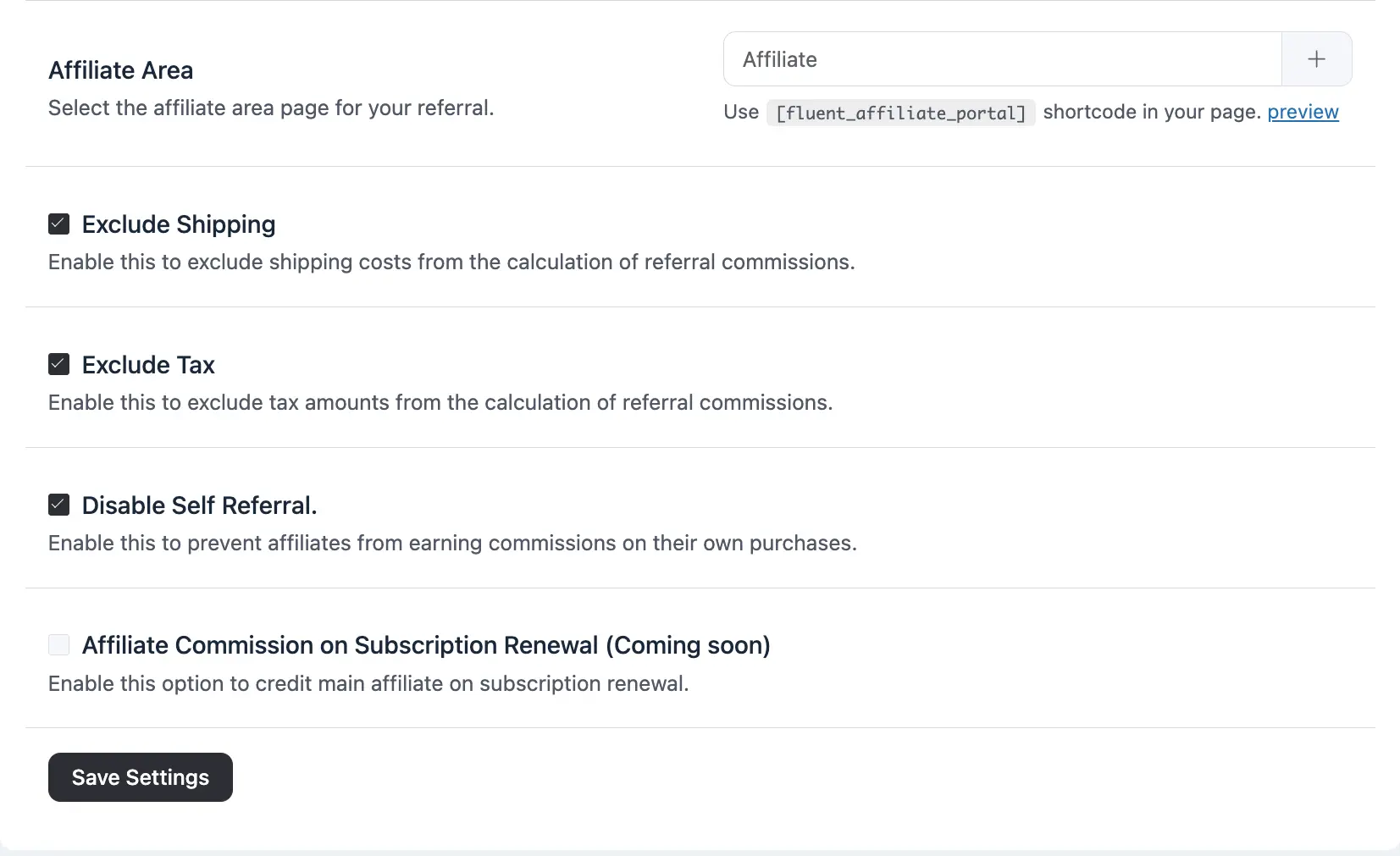 Cost and Tax Settings
