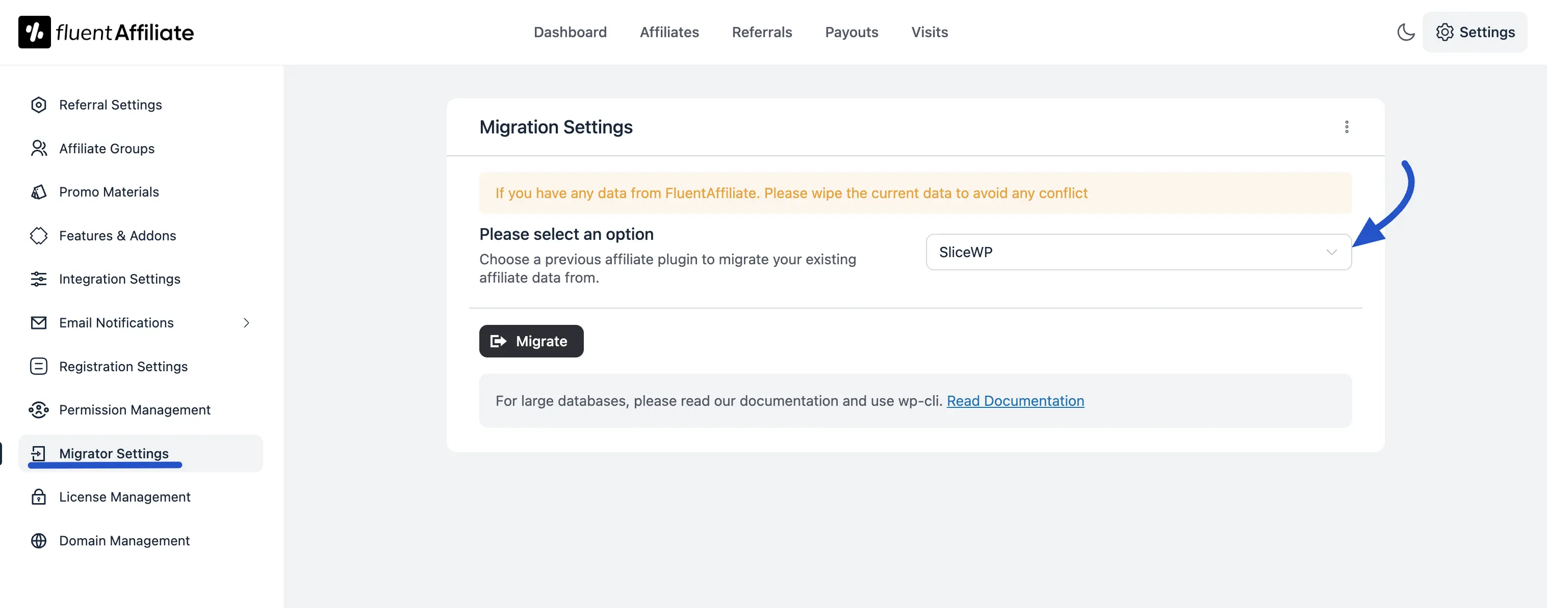 Migrator Settings Overview